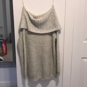 Off the shoulder long sleeve sweater